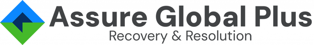 Logo of Assure Global Plus, featuring a multicolored triangular icon on the left and the company name in bold, dark grey text to the right, as seen at the Profitmaster Anniversary Conference.