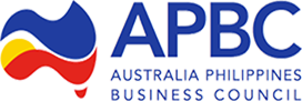 Logo for the Australia Philippines Business Council (APBC) featuring a stylized blending of the Australian and Philippine flags, designed to commemorate our Anniversary Conference.